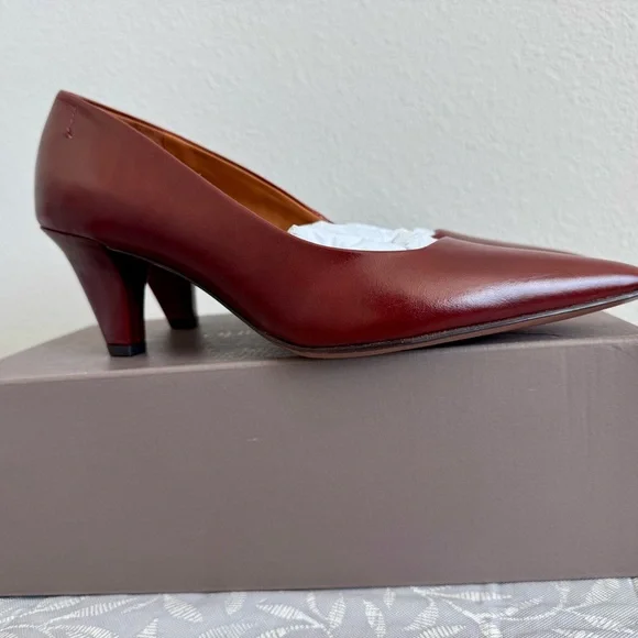 Franco Sarto Mahogany Red/Brown Leather Pumps - Picture 4 of 9